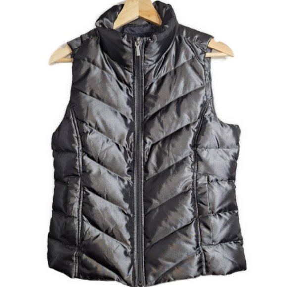 Land's End Grey Insulated Puffer Vest with Snap Pockets Size XS - Picture 1 of 6